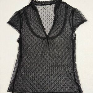 Vintage The Limited Women's XS Black Lace Sheer Blouse Whimsigoth Gothic Fairy